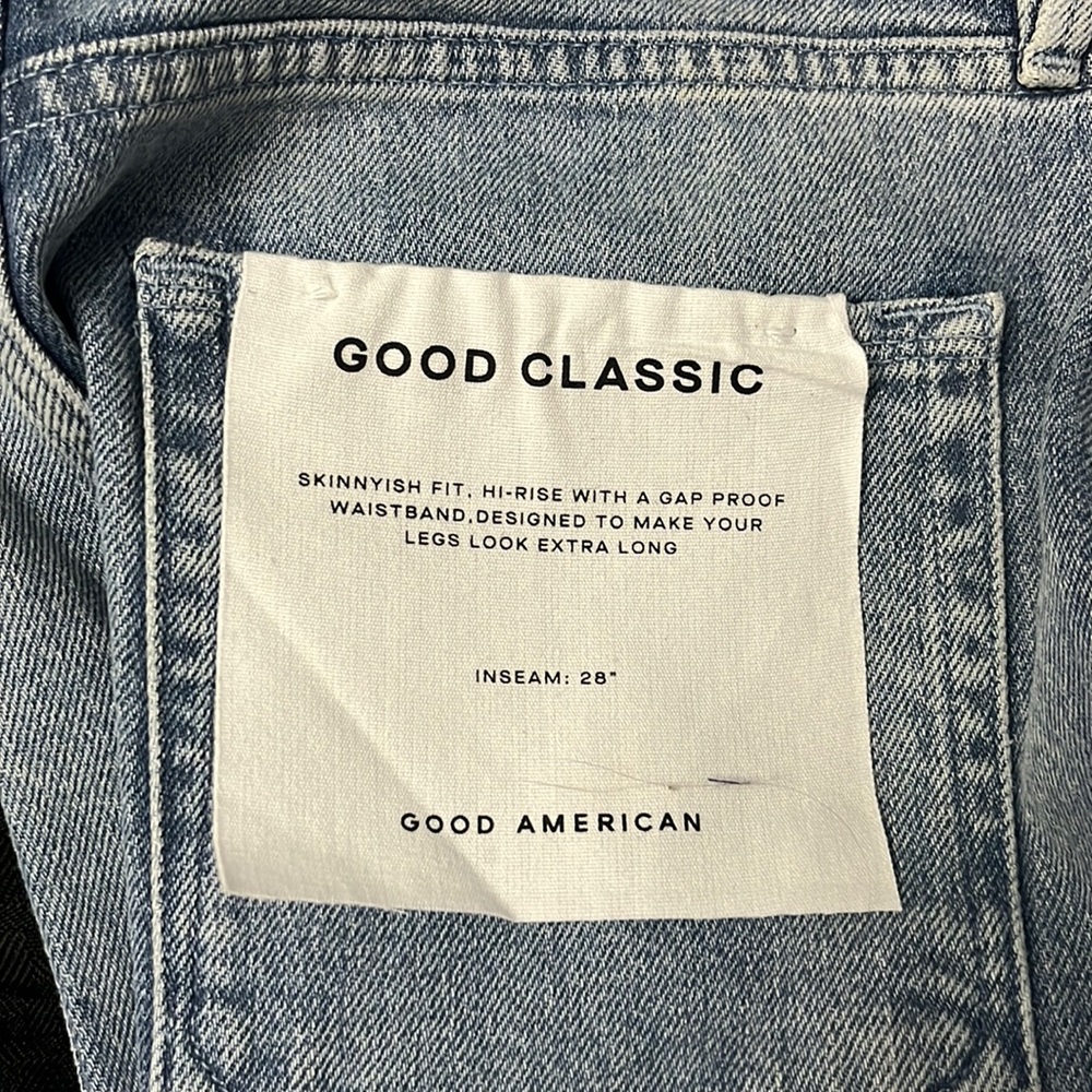 NWT  Good American Good Classic 8/29 skinny fit high rise BNWT hemmed